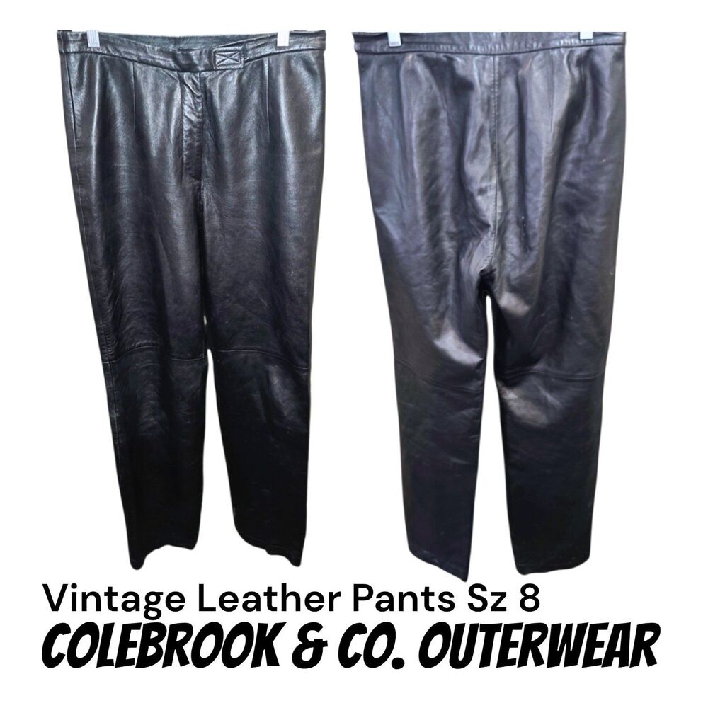 COLEBROOK & CO. Outerwear Sz 8 Black Buttery Soft 100% Leather Vintage Pants